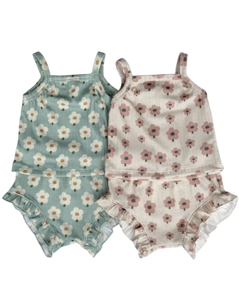 Luna Top &amp; Bloomer Set - Green Daisy product_type - Bailey&