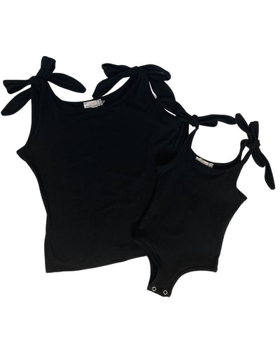 Madden Tie Shoulder Tank Top & Leotard - Black #product_type - Bailey's Blossoms