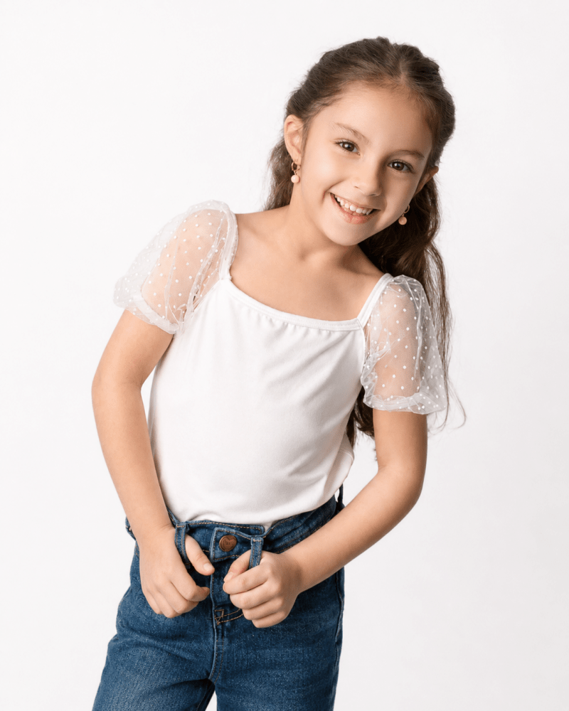 Maisie Puff Shoulder Leotard - White product_type - Bailey's Blossoms
