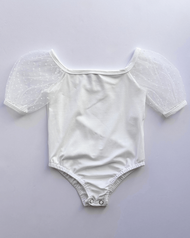 Maisie Puff Shoulder Leotard - White 