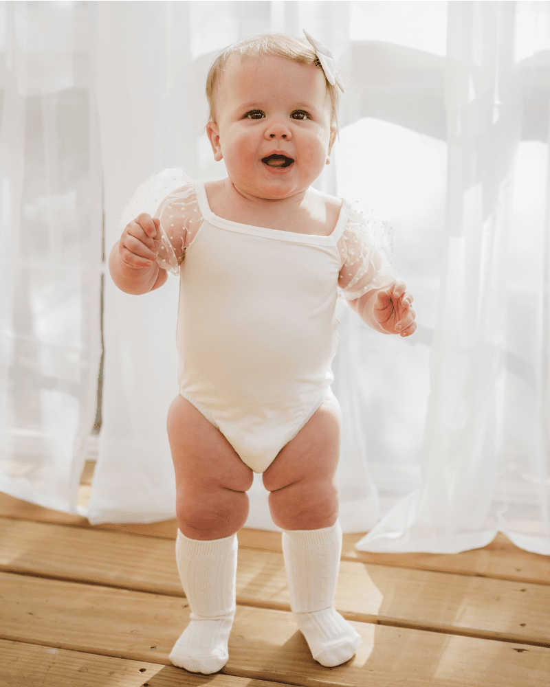 Maisie Puff Shoulder Leotard - White product_type - Bailey&