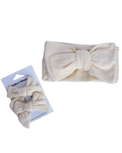 Messy Bow Headwrap - Cream #product_type - Bailey's Blossoms