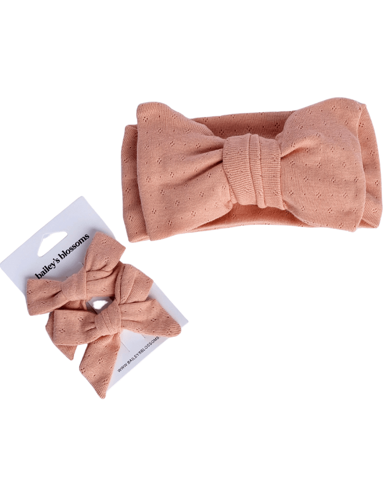 Messy Bow Headwrap - Peach #product_type - Bailey's Blossoms
