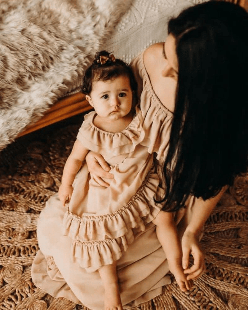 Nellie Ruffle Maxi Dress - Champagne product_type - Bailey&