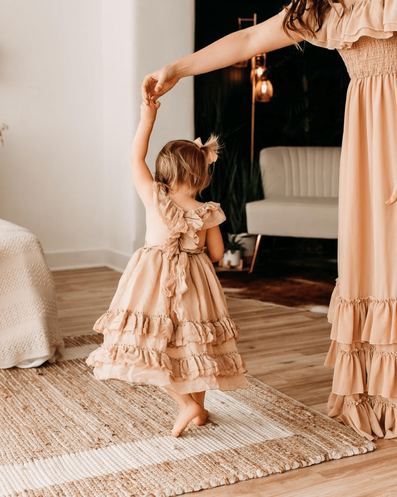 Nellie Ruffle Maxi Dress - Champagne product_type - Bailey&