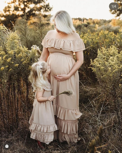 Nellie Ruffle Maxi Dress - Champagne product_type - Bailey's Blossoms