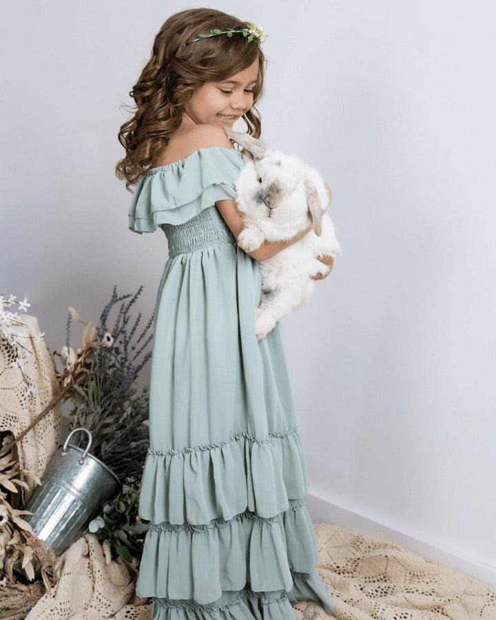 Nellie Ruffle Maxi Dress - Sage 