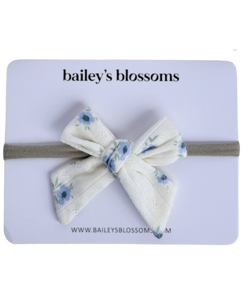 Nylon Bow - Blue Floral #product_type - Bailey's Blossoms