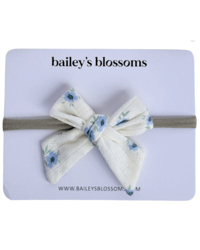 Nylon Bow - Blue Floral #product_type - Bailey's Blossoms