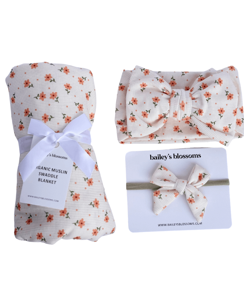 Nylon Bow - Orange Floral #product_type - Bailey's Blossoms