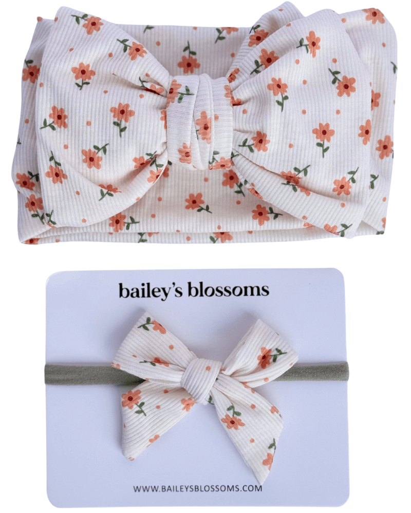 Nylon Bow - Orange Floral #product_type - Bailey's Blossoms