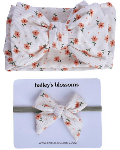 Nylon Bow - Orange Floral #product_type - Bailey's Blossoms