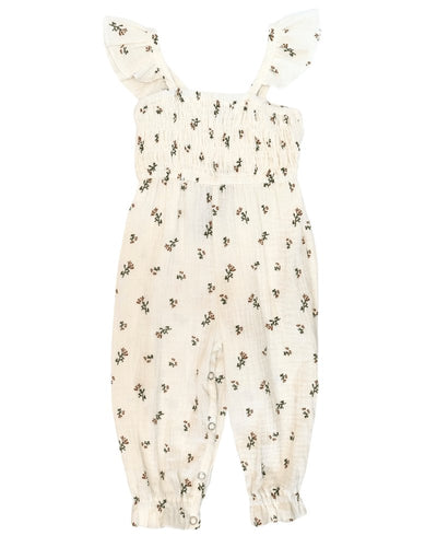 Paisley Smocked Ruffle Jumpsuit - Ivory Floral #product_type - Bailey's Blossoms