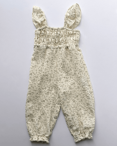Paisley Smocked Ruffle Jumpsuit - White with Green Leaves #product_type - Bailey's Blossoms
