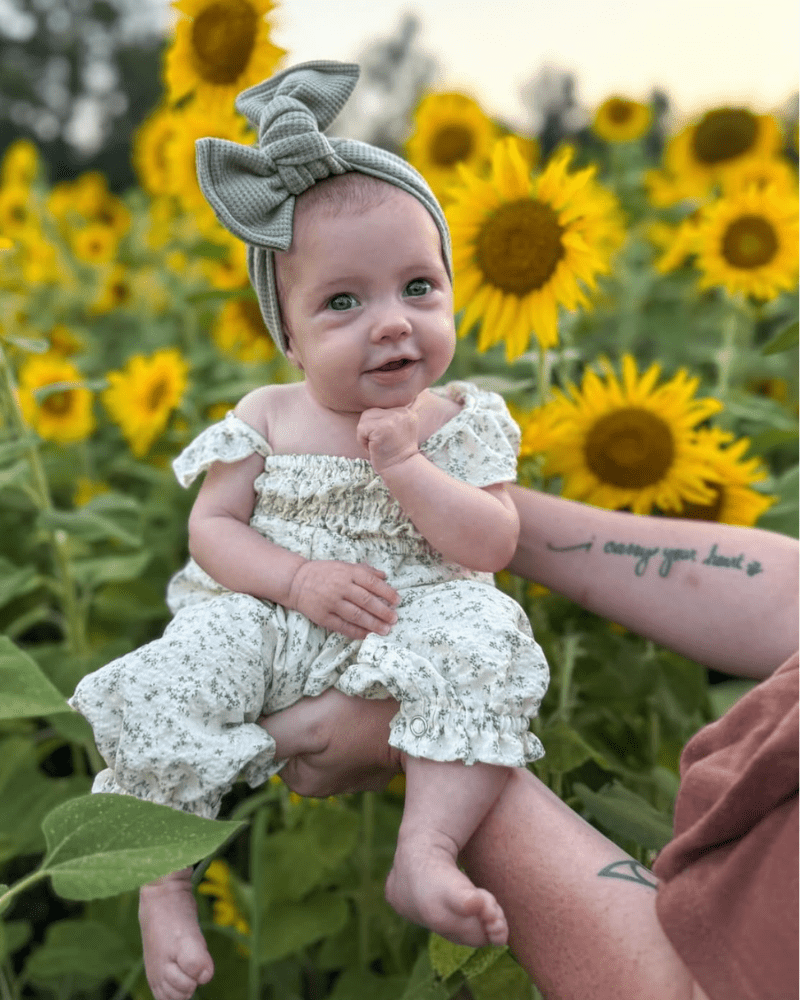 Paisley Smocked Ruffle Jumpsuit - White with Green Leaves product_type - Bailey's Blossoms