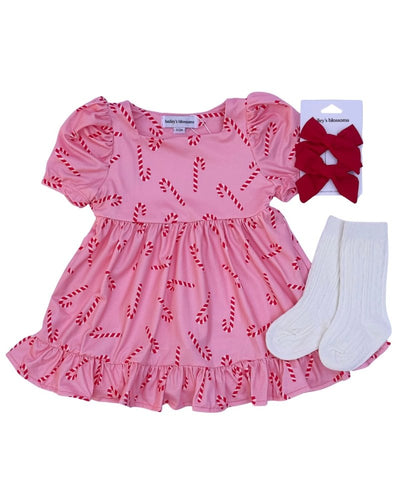 Phoebe Ruffle Dress - Candy Canes product_type - Bailey's Blossoms