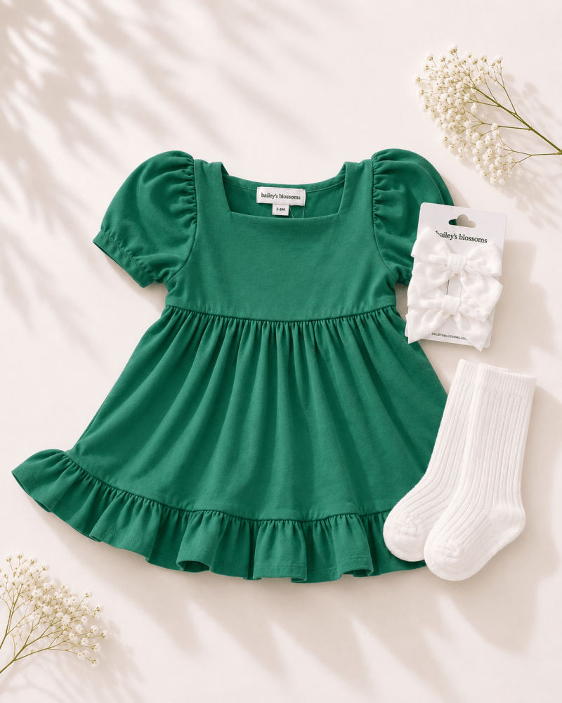 Phoebe Ruffle Dress - Christmas Green product_type - Bailey's Blossoms