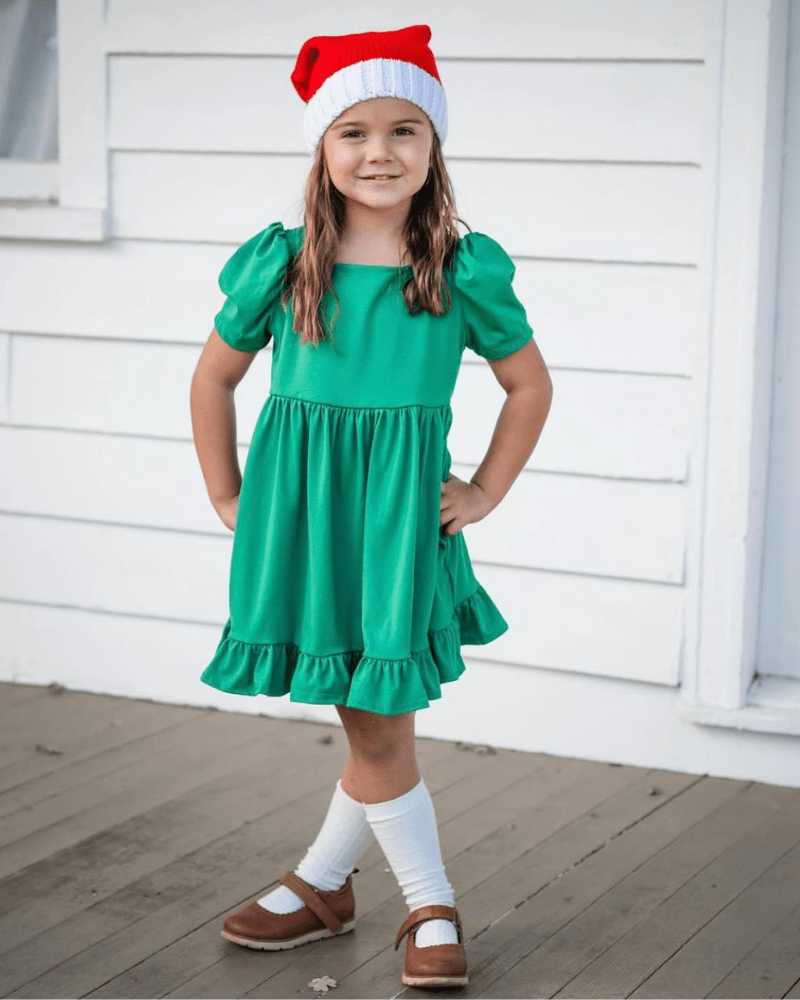 Phoebe Ruffle Dress - Christmas Green product_type - Bailey's Blossoms