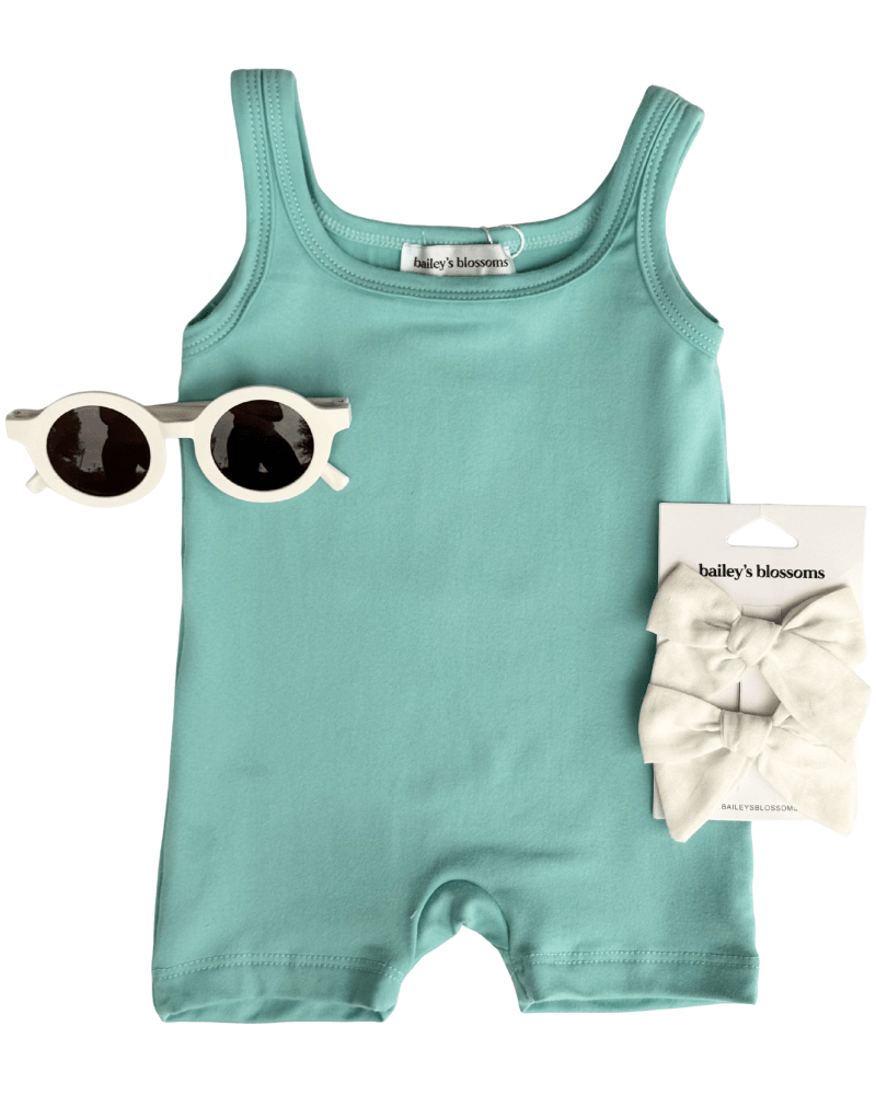 Piper Square Neck Bikeshort Romper - Mint Mist product_type - Bailey&
