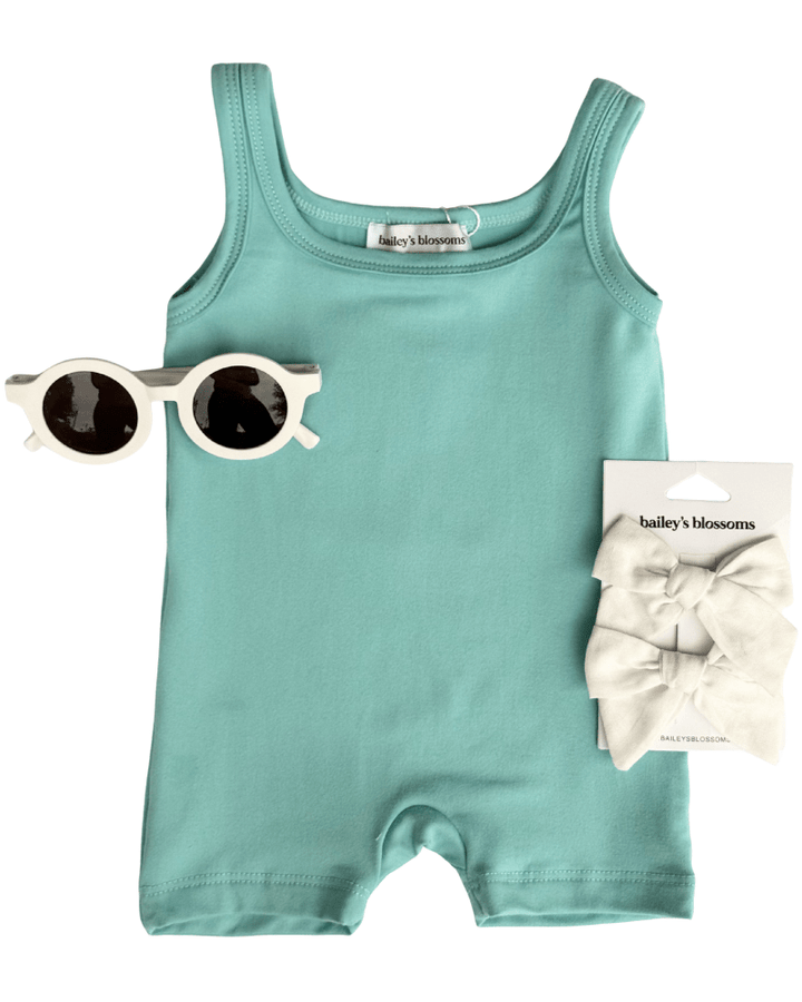 Piper Square Neck Bikeshort Romper - Mint Mist product_type - Bailey&