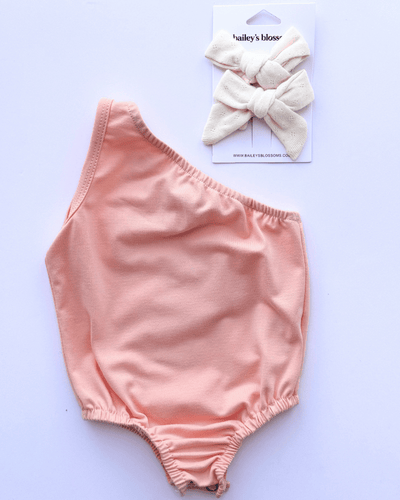 PREORDER! Adley One Shoulder Leotard - Light Peach #product_type - Bailey's Blossoms