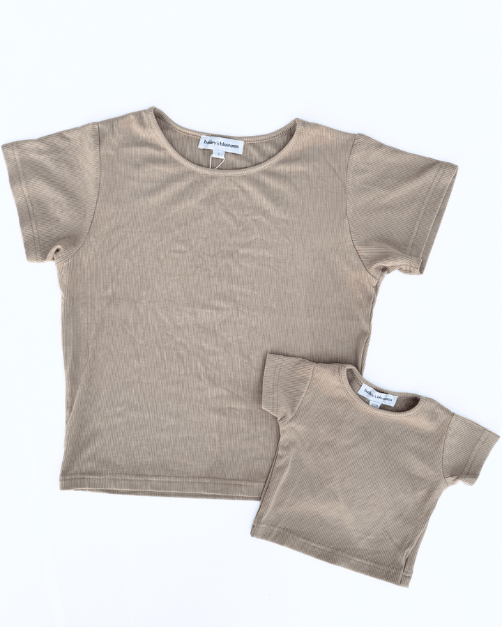 PREORDER! Ava Ribbed Tee - Desert Dune product_type - Bailey&