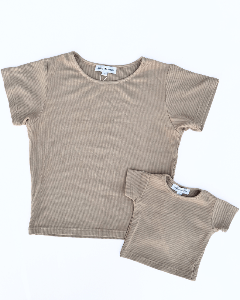 PREORDER! Ava Ribbed Tee - Desert Dune product_type - Bailey's Blossoms