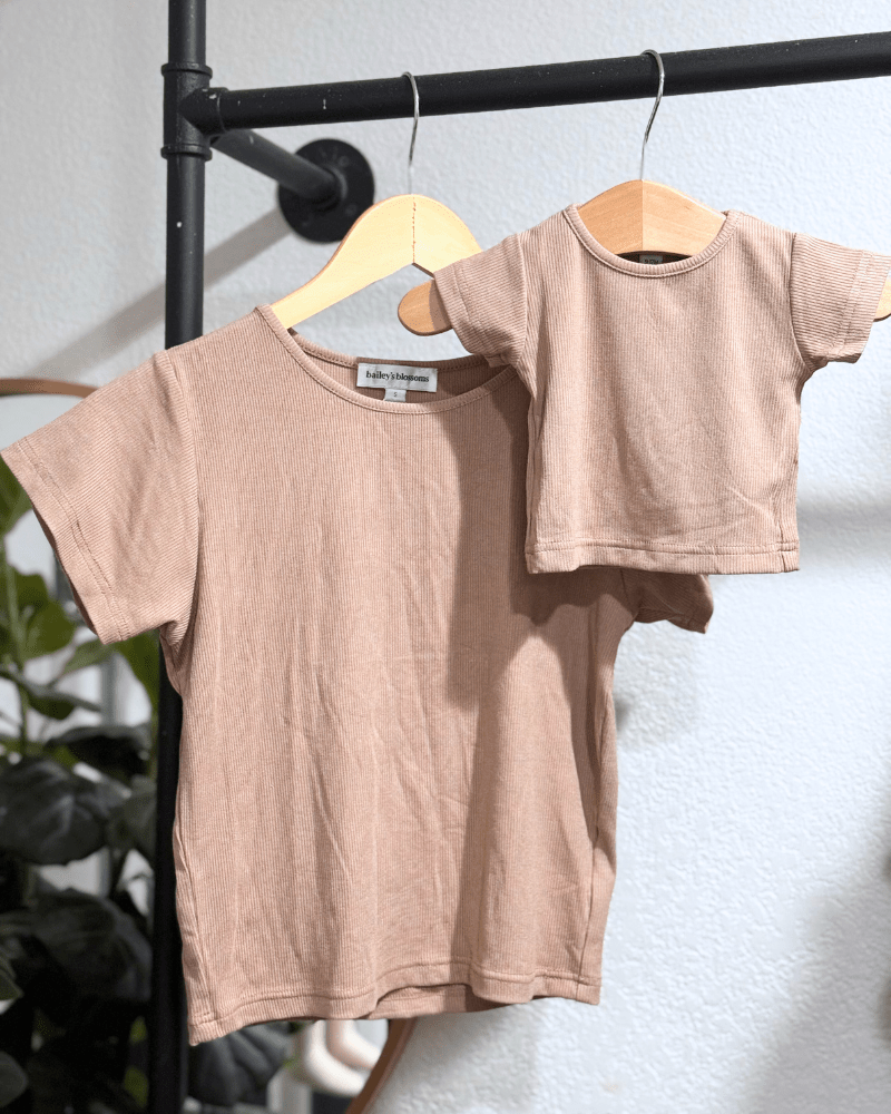 PREORDER! Ava Ribbed Tee - Desert Dune product_type - Bailey's Blossoms