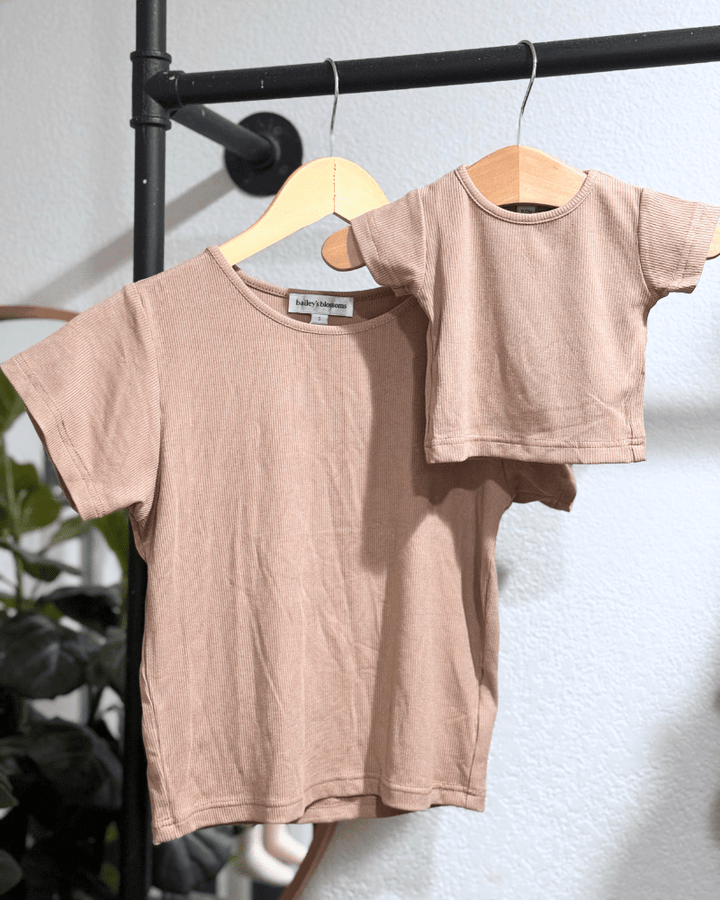 PREORDER! Ava Ribbed Tee - Desert Dune product_type - Bailey&
