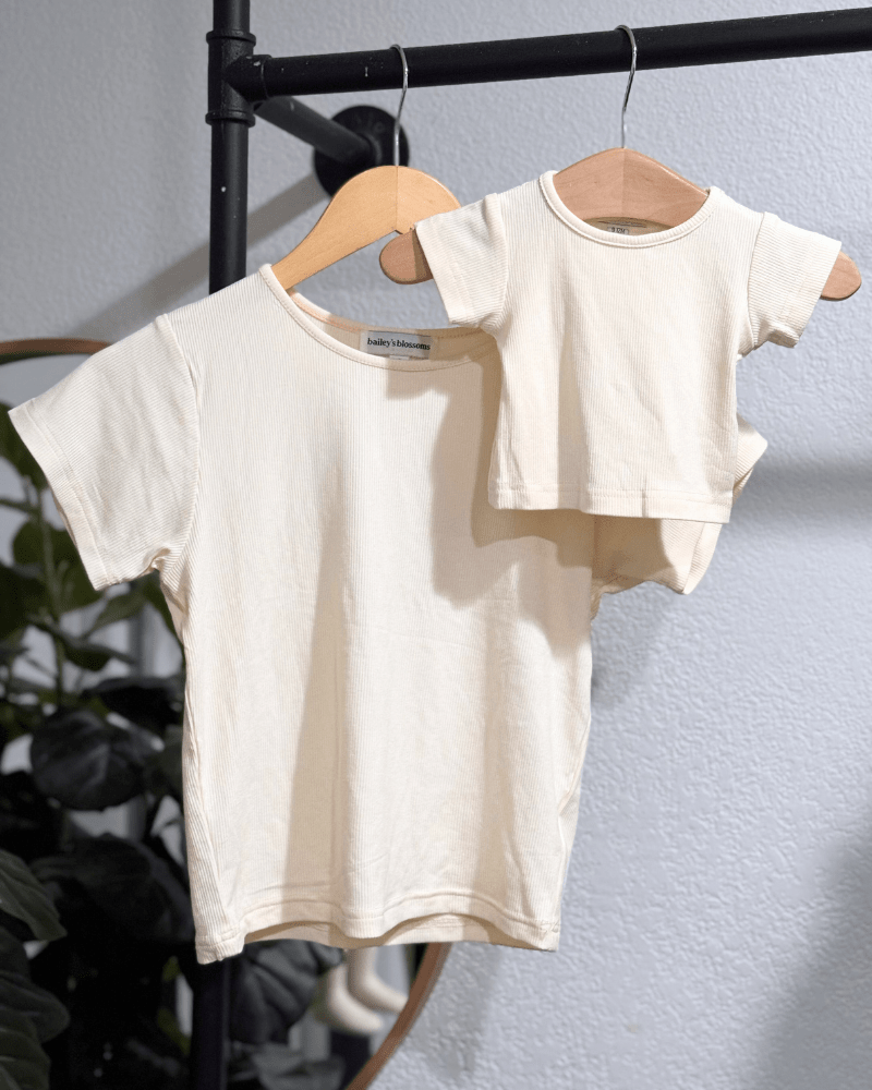 PREORDER! Ava Ribbed Tee - Ivory Glow product_type - Bailey's Blossoms