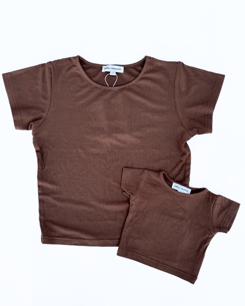 PREORDER! Ava Ribbed Tee - Smokehouse Brown product_type - Bailey's Blossoms