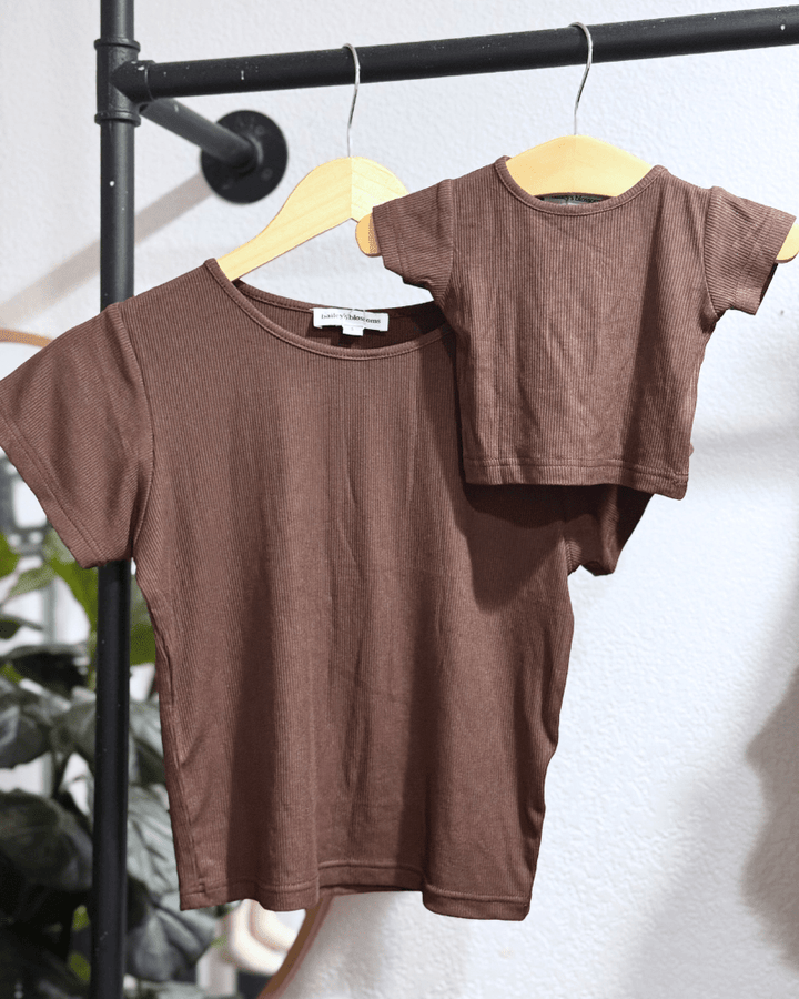 PREORDER! Ava Ribbed Tee - Smokehouse Brown product_type - Bailey&