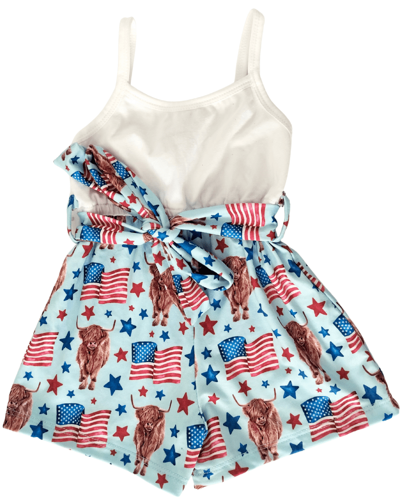 PREORDER! Betty Camisole Romper - Patriotic Cows #product_type - Bailey's Blossoms