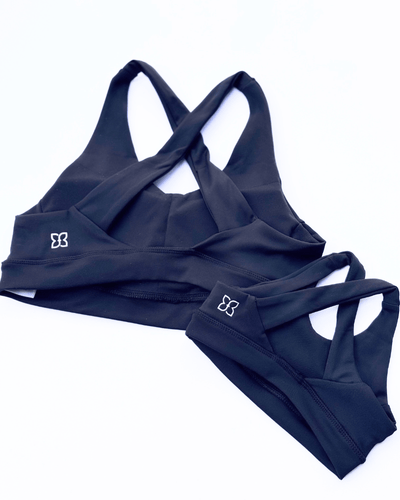 PREORDER! Bre Cross Back Sports Bra - Black product_type - Bailey's Blossoms
