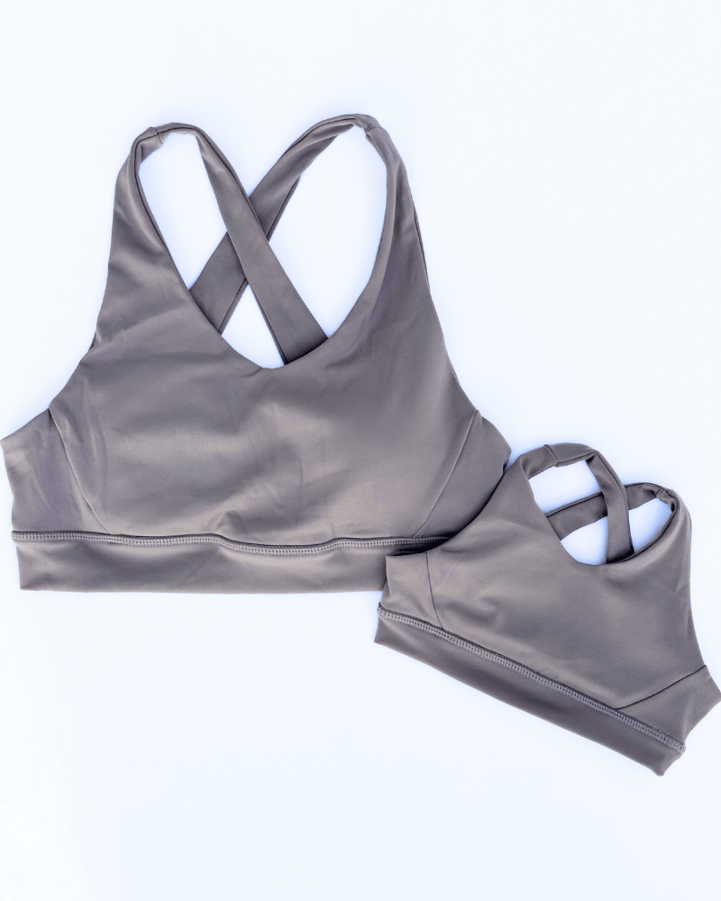 PREORDER! Bre Cross Back Sports Bra - Warm Stone product_type - Bailey's Blossoms