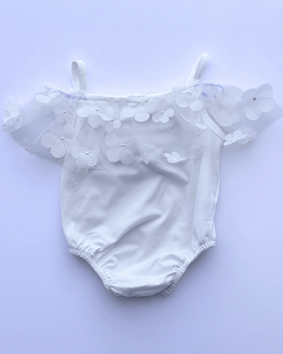 PREORDER! Bristol Applique Off - Shoulder Leotard - White #product_type - Bailey's Blossoms