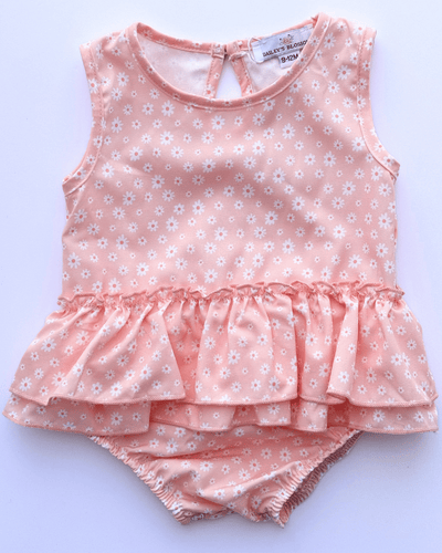 PREORDER! Clare Ruffle Bubble Romper - Orange Blossoms #product_type - Bailey's Blossoms