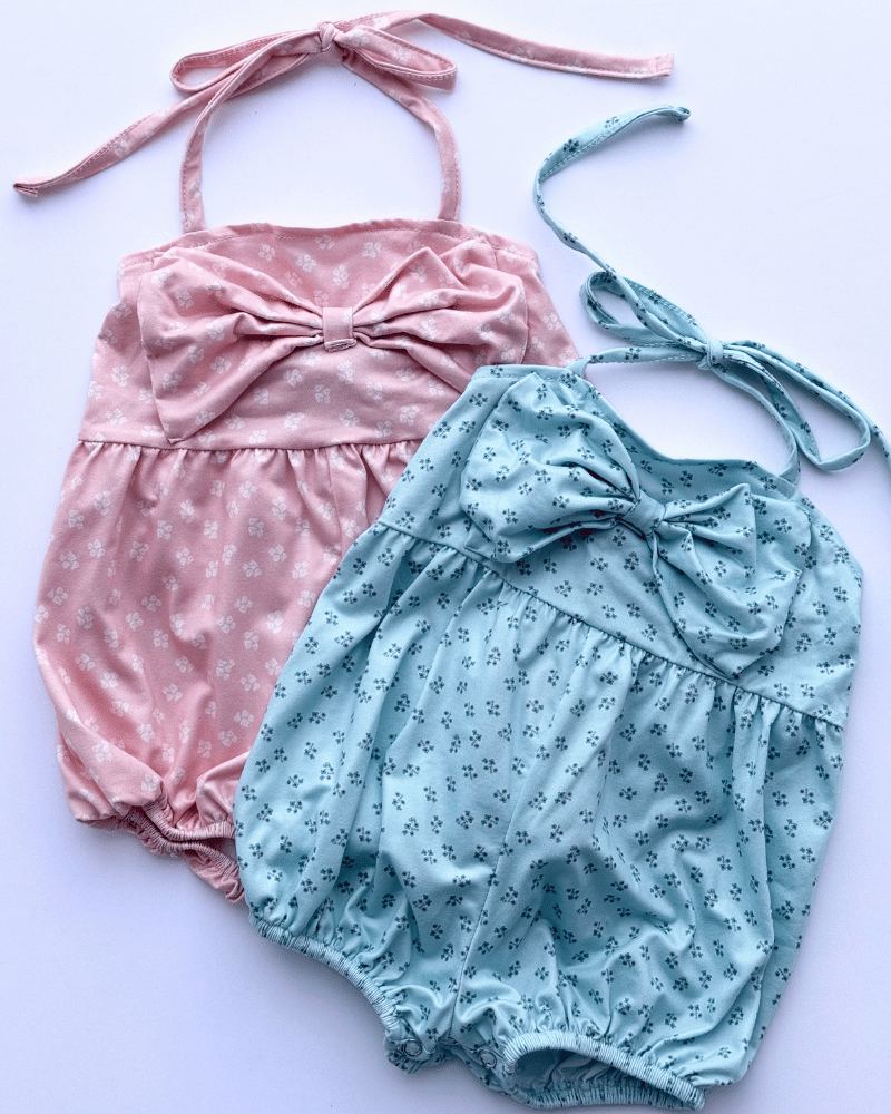 PREORDER! Dottie Bow Front Romper - Petite Blue Floral #product_type - Bailey's Blossoms