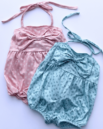 PREORDER! Dottie Bow Front Romper - Petite Blue Floral #product_type - Bailey's Blossoms