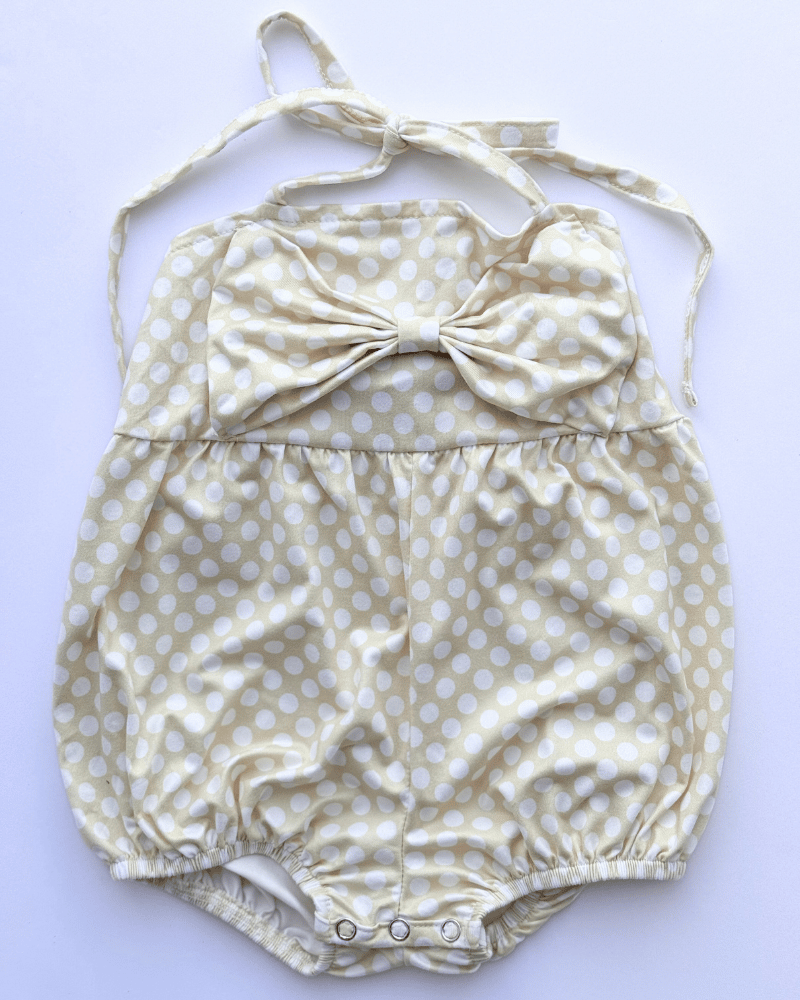 PREORDER! Dottie Bow Front Romper - Yellow with Dots #product_type - Bailey's Blossoms
