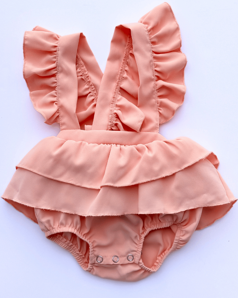 PREORDER! Ella Ruffle Suspender Skirt - Peach #product_type - Bailey's Blossoms