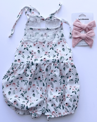 PREORDER! Felicity Lace Back Bubble Romper - Pretty Pink Floral #product_type - Bailey's Blossoms