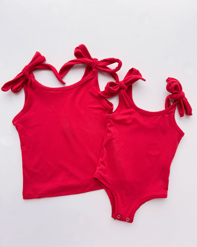 PREORDER! Madden Tie - Shoulder Tank Top & Leotard - Red #product_type - Bailey's Blossoms