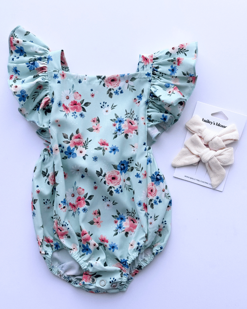 PREORDER! Shiloh Ruffle Back Romper - Dainty Floral #product_type - Bailey's Blossoms