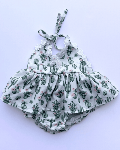PREORDER! Tillie Floral Trim Halter Romper Dress - Desert Floral #product_type - Bailey's Blossoms