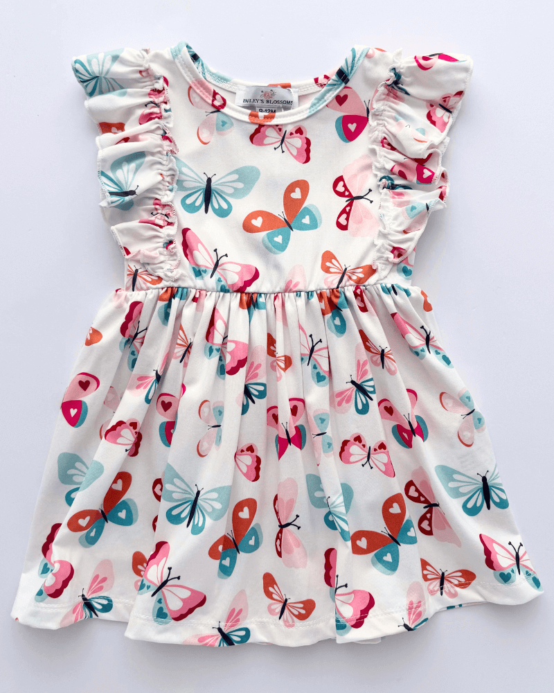 PREORDER! Zoey Ruffle Play Dress - Love Doodle Butterflies #product_type - Bailey's Blossoms
