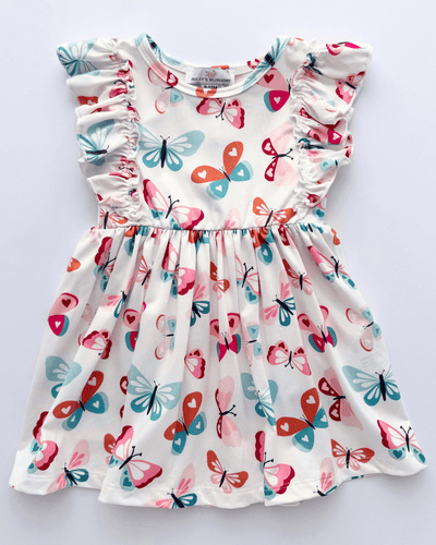 PREORDER! Zoey Ruffle Play Dress - Love Doodle Butterflies #product_type - Bailey's Blossoms
