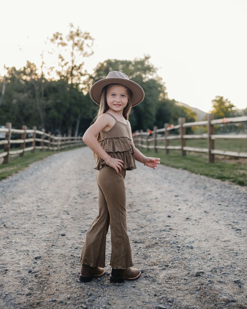 Presley Ruffle Tank Two - Piece Set - Brown product_type - Bailey's Blossoms