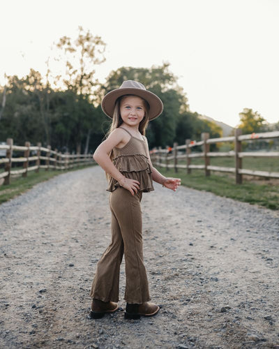 Presley Ruffle Tank Two - Piece Set - Brown product_type - Bailey's Blossoms