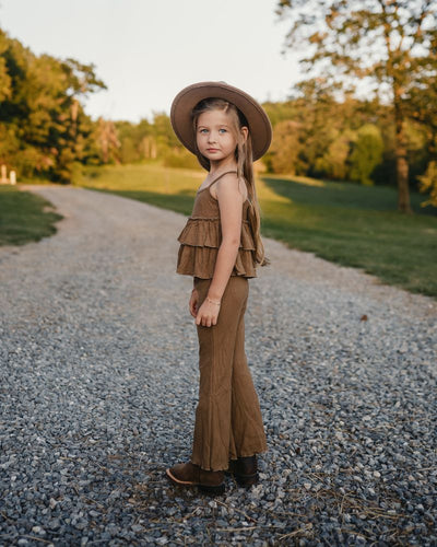 Presley Ruffle Tank Two - Piece Set - Brown product_type - Bailey's Blossoms